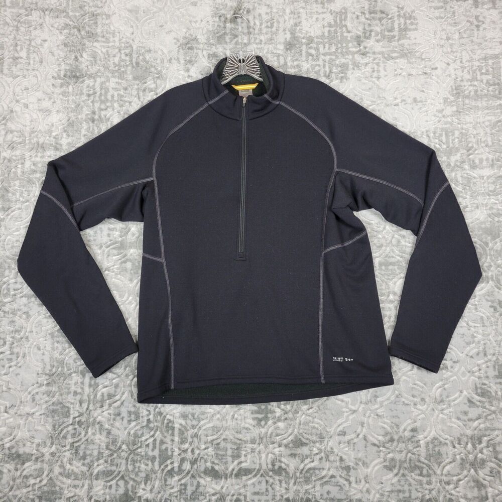 REI Fleece Jacket Mens Large Black Polartec Thermal 1/2 Zip Outdoor Hiking